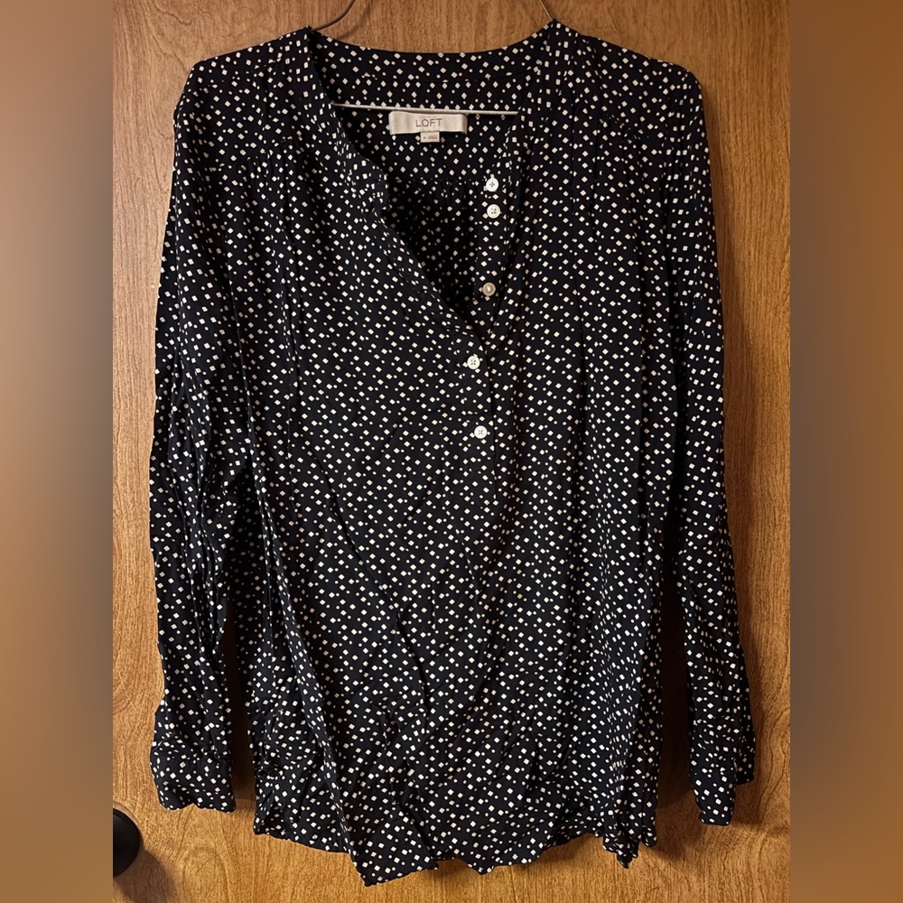 LOFT Black and White Polka Dot Blouse
